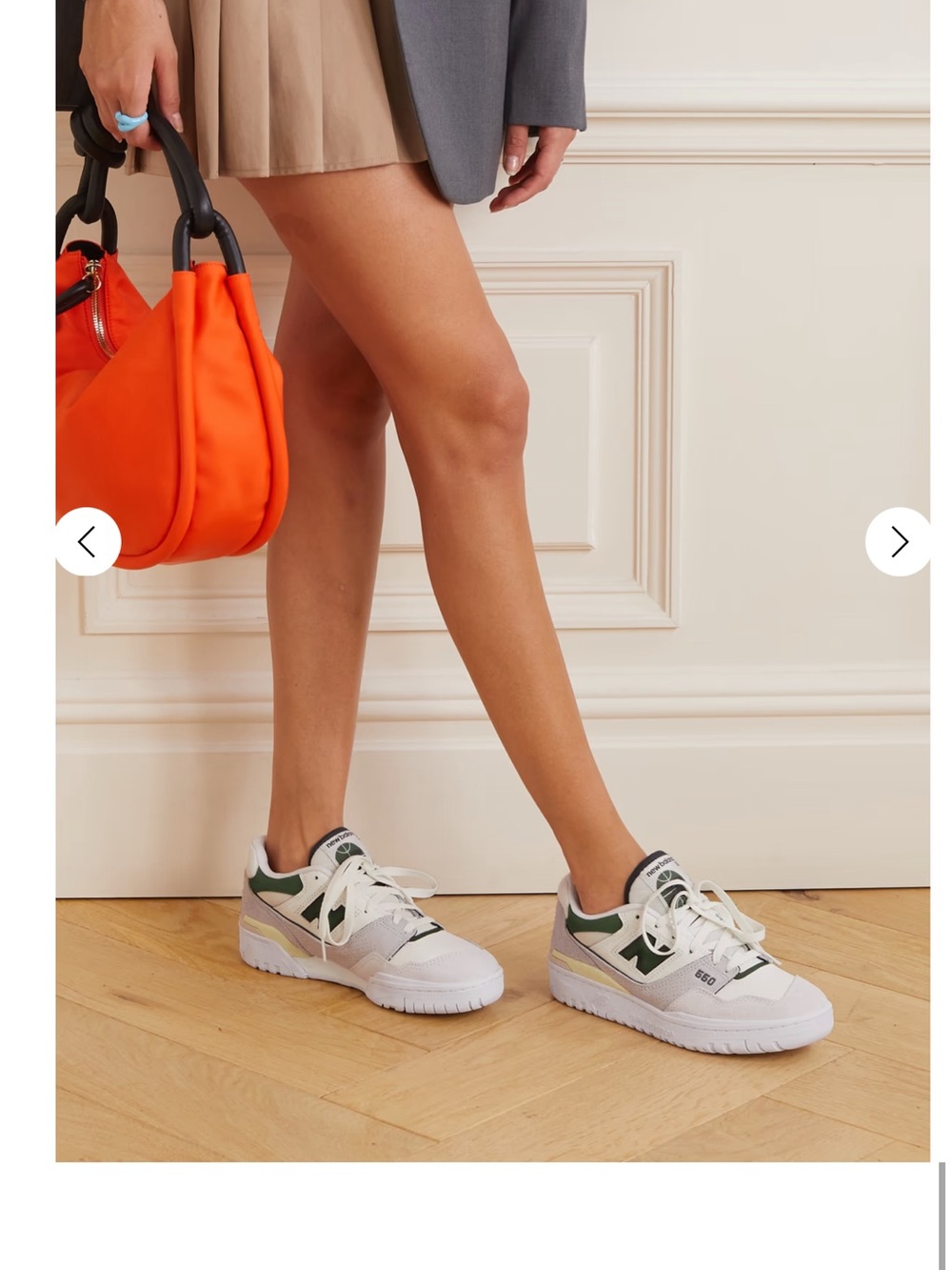 New Balance Women's White Sneakers with Green Accents